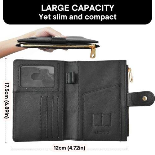 ELZAMA Passport Holder Women with RFID, Card Pen Sim Holder & Zipper Pocket, Black - Image 5