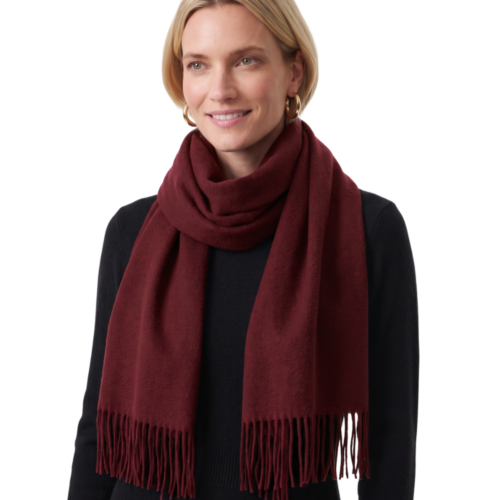 Elzama 98% Cashmere 2% Wool Scarf for Men and Women, Burgundy